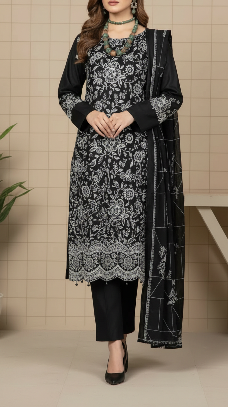 3PC Unstitched Embroidered Suit US5496