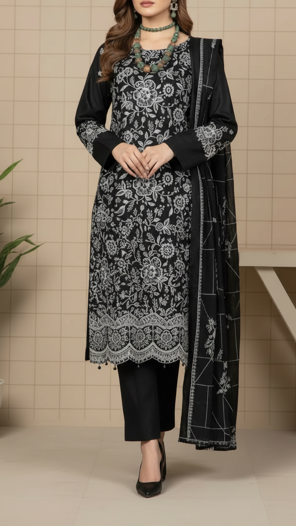 3PC Unstitched Embroidered Suit US5496