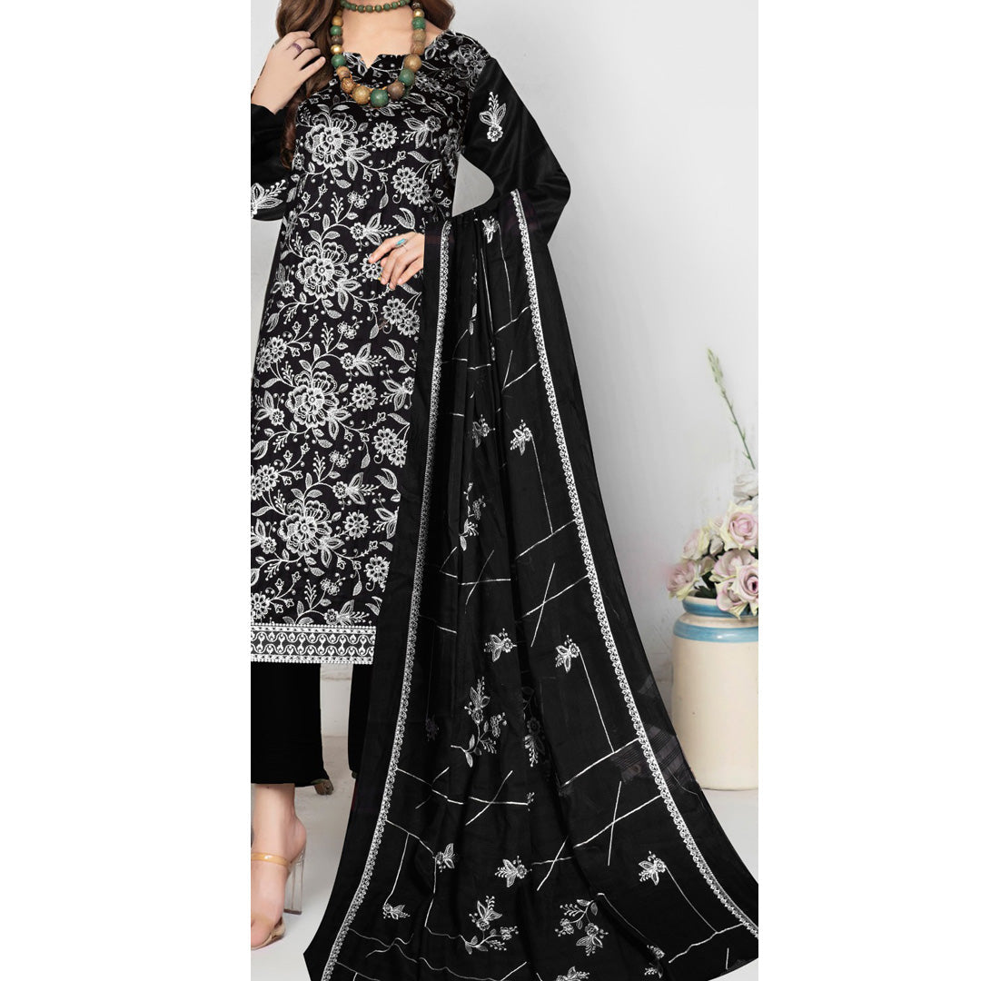 3 PC Unstitched Embroidered Suit