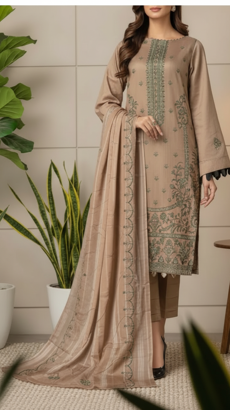 3PC Unstitched Embroidered Suit US5497