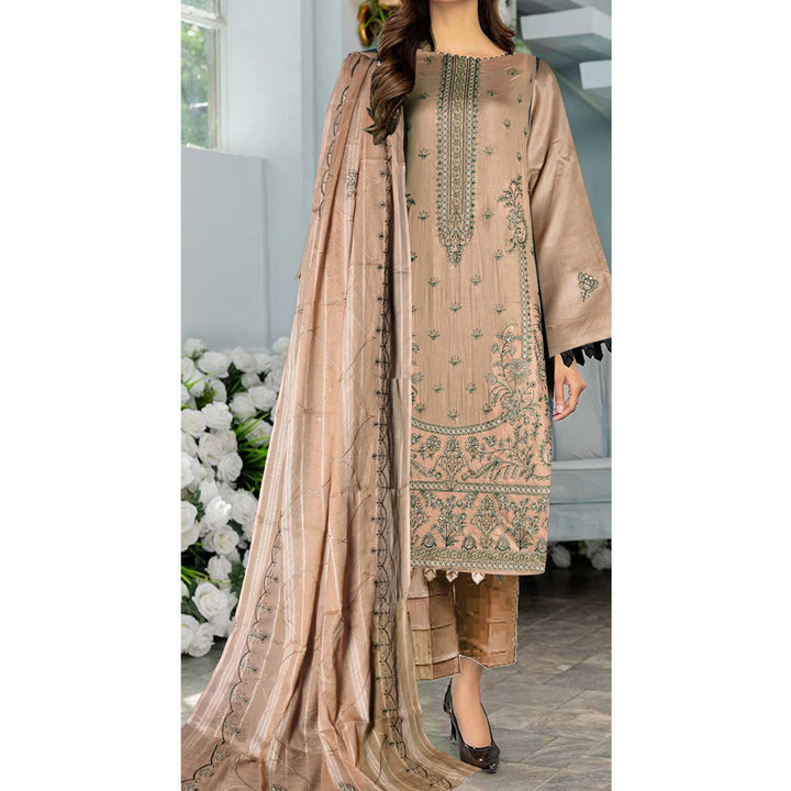 3 PC Unstitched Embroidered Suit
