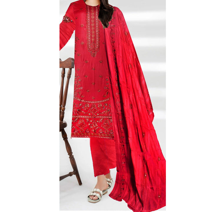 3 PC Unstitched Embroidered Suit