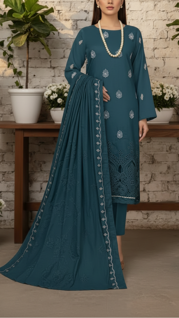 3PC Unstitched Embroidered Suit US5502