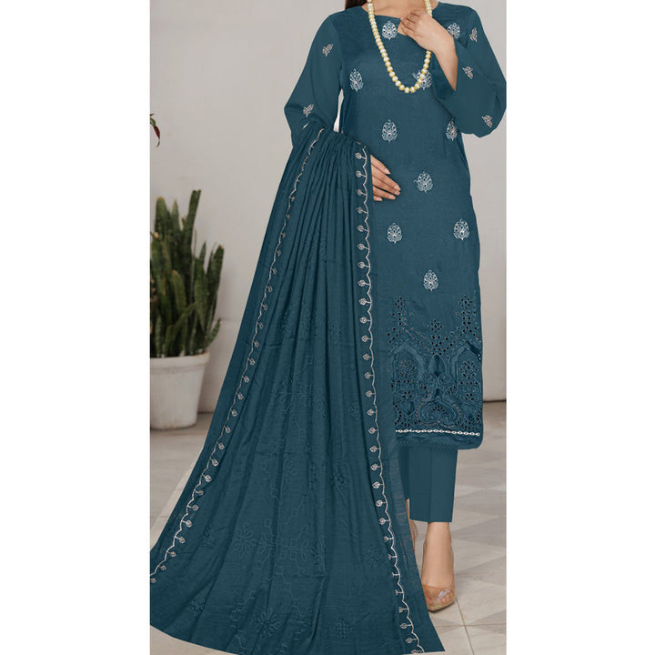 3 PC Unstitched Embroidered Suit