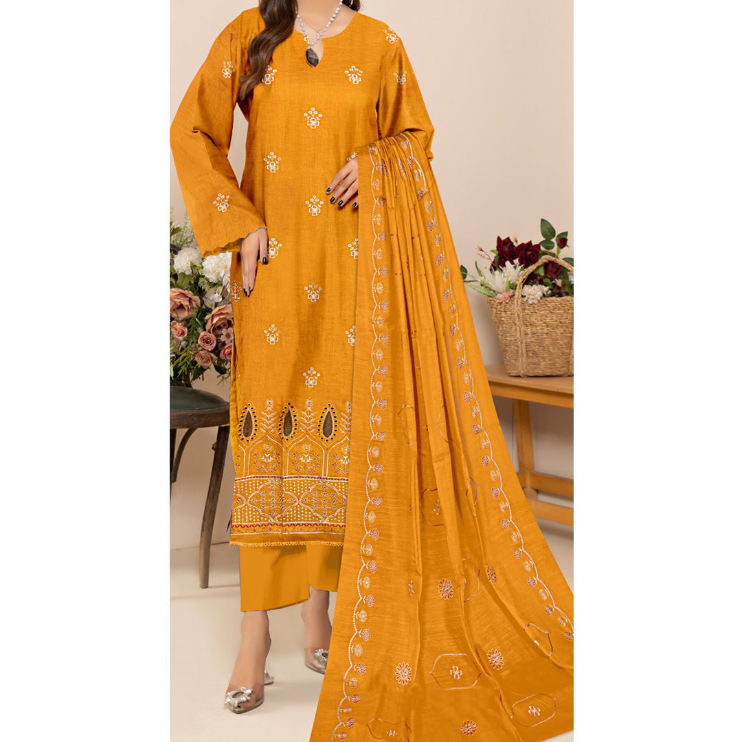 3 PC Unstitched Embroidered Suit