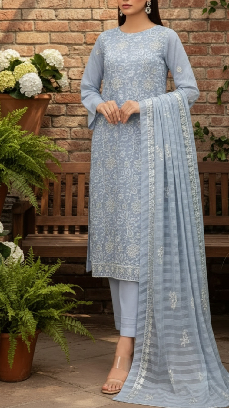 3PC Unstitched Embroidered Suit US5505
