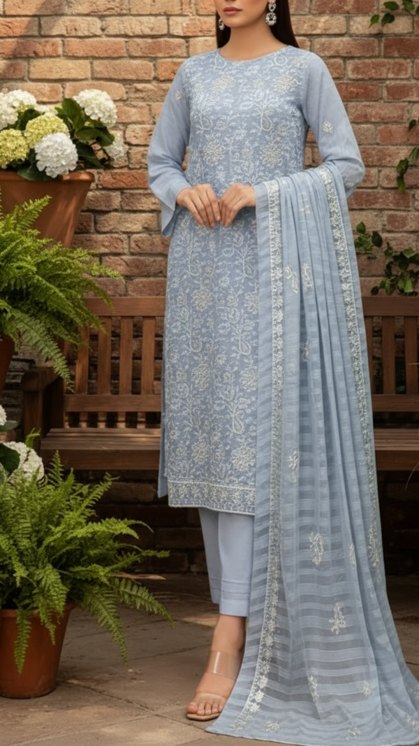 3PC Unstitched Embroidered Suit US5505