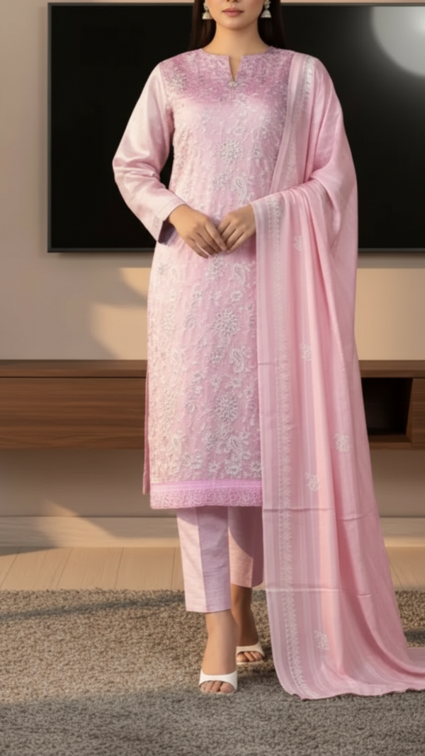 3PC Unstitched Embroidered Suit US5506