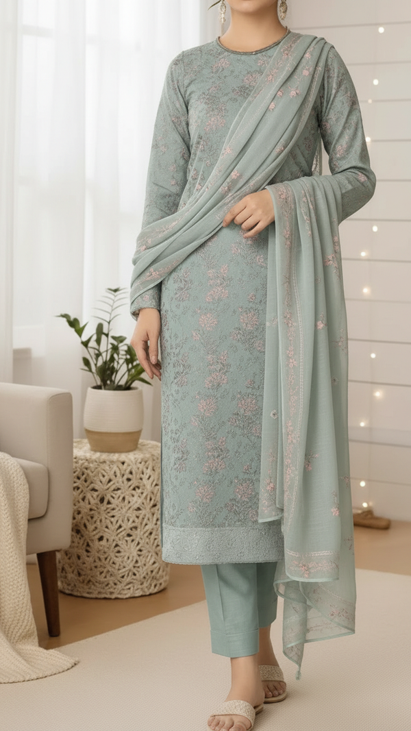 3PC Unstitched Embroidered Suit US5509