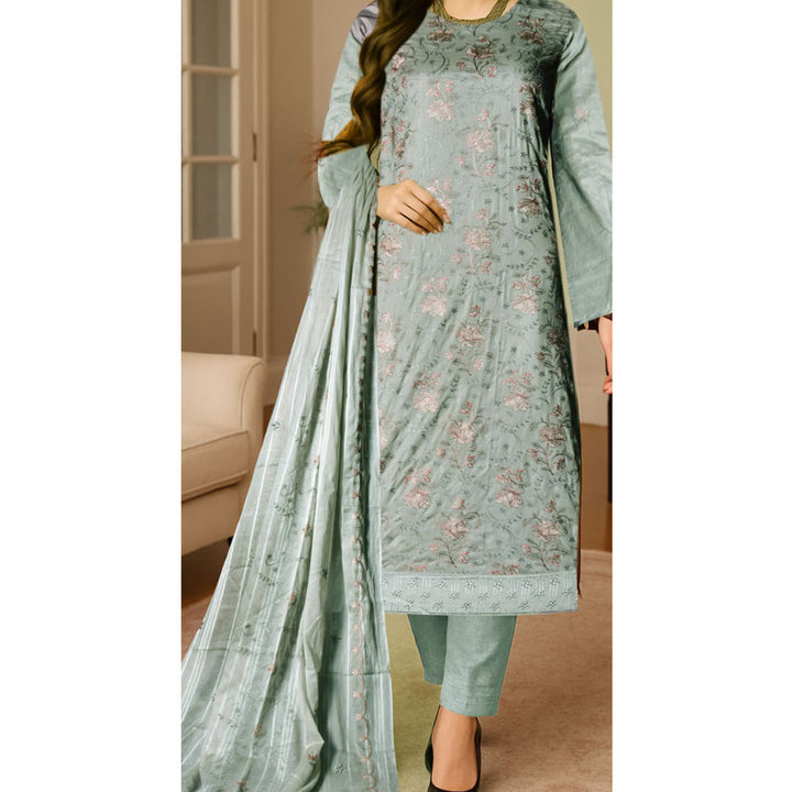 3 PC Unstitched Embroidered Suit