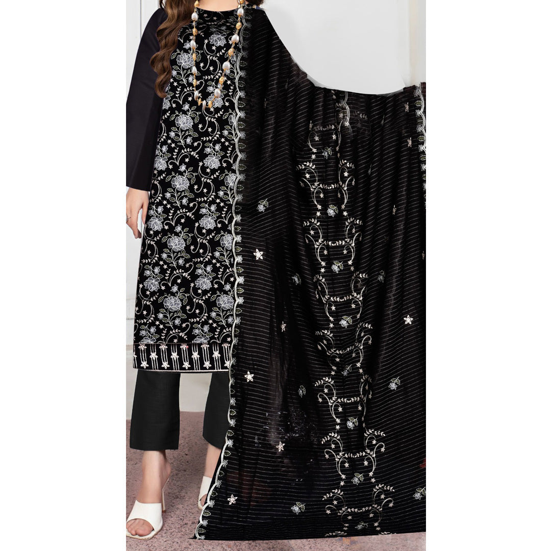 3 PC Unstitched Embroidered Suit