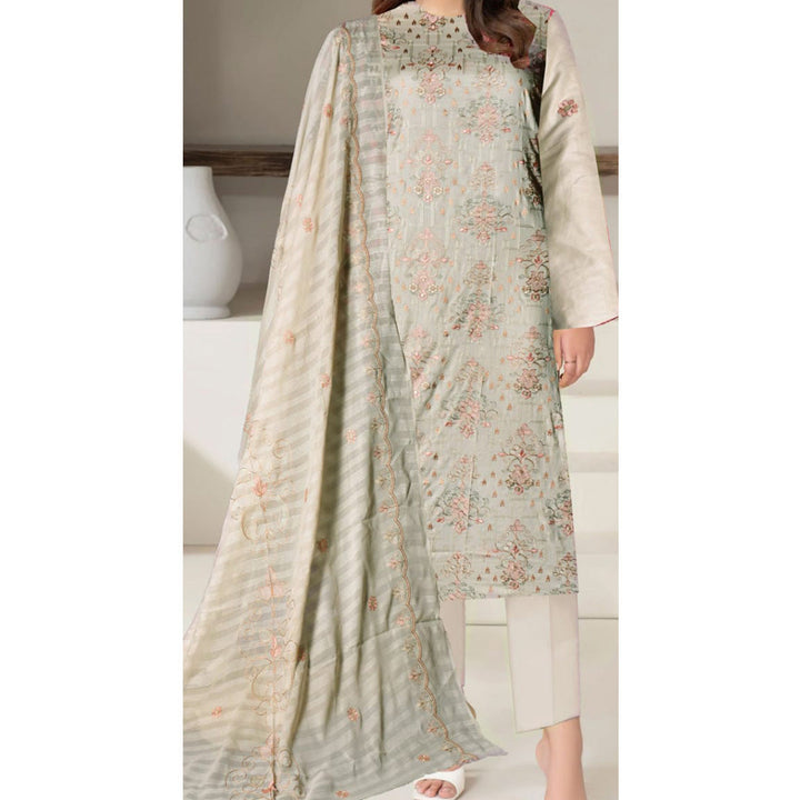 3 PC Unstitched Embroidered Suit