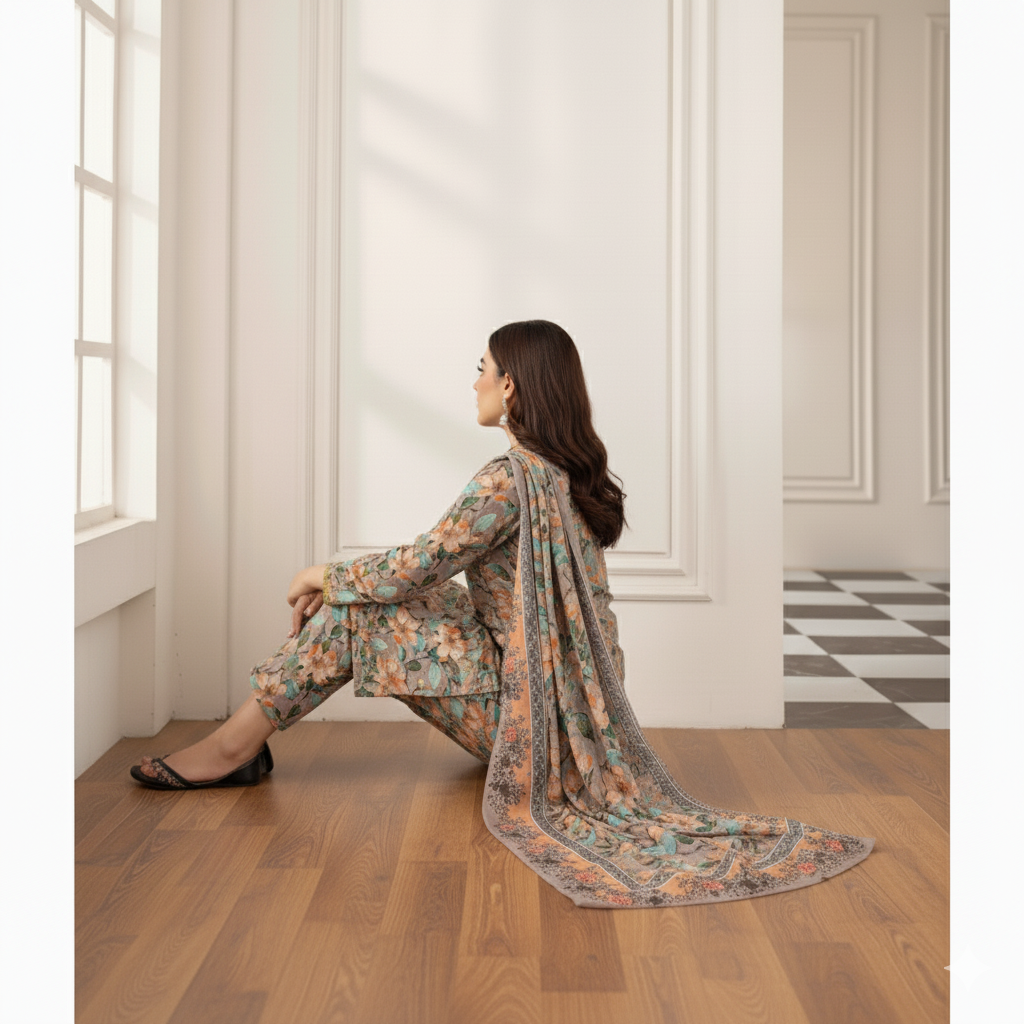 3PC Unstitched Printed Suit US5534