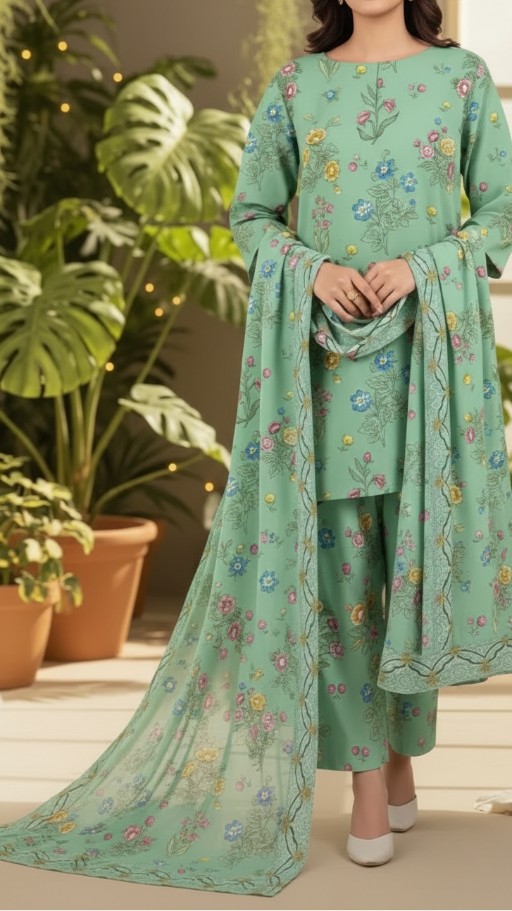 3 PC Unstitched Printed Suit