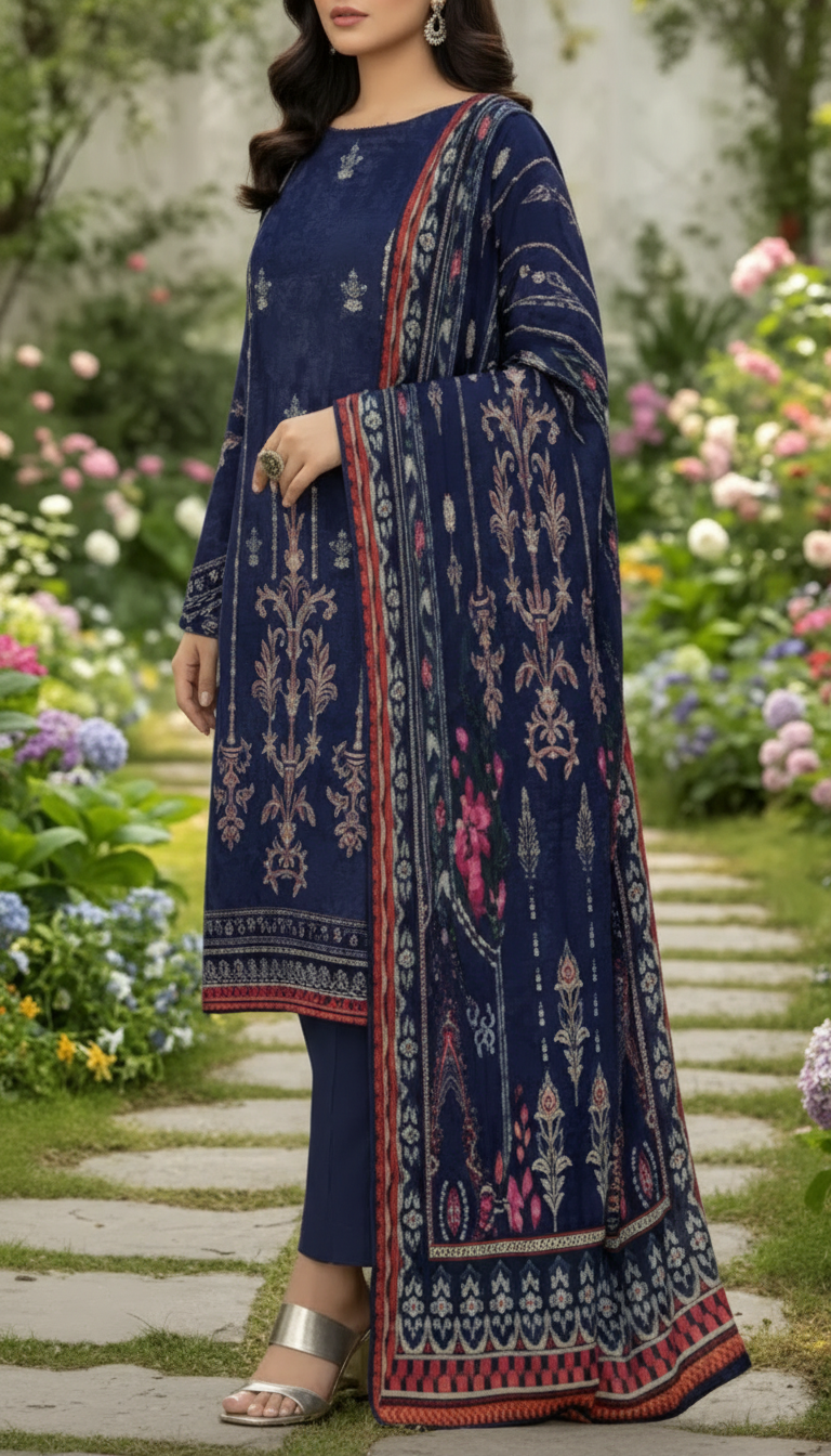 3 PC UnStitched Digital Printed Lawn Suit US6003