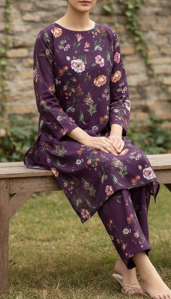 2 PC UnStitched Digital Printed Lawn Suit US6025