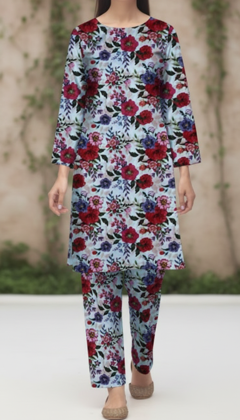 2 PC UnStitched Digital Printed Lawn Suit US6037
