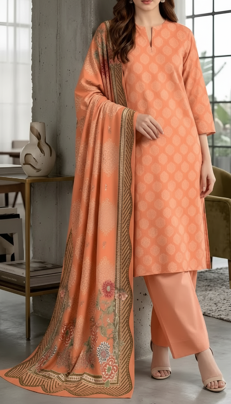 3 PC Unstitched Digital Printed Lawn Suit US6040