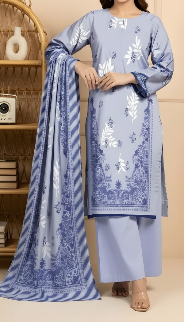 3 PC Unstitched Digital Printed Lawn Suit US6043