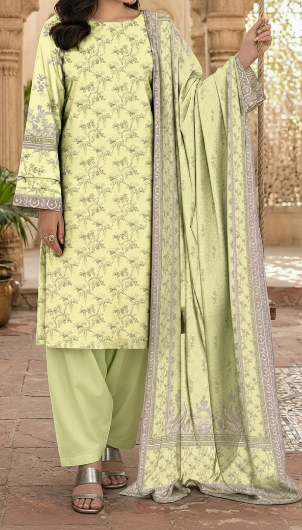 3 PC Unstitched Digital Printed Lawn Suit US6047