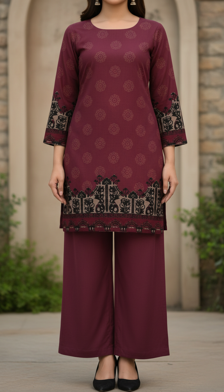 Red Unstitched Digital Printed Bana Doriya Lawn Shirt US6050