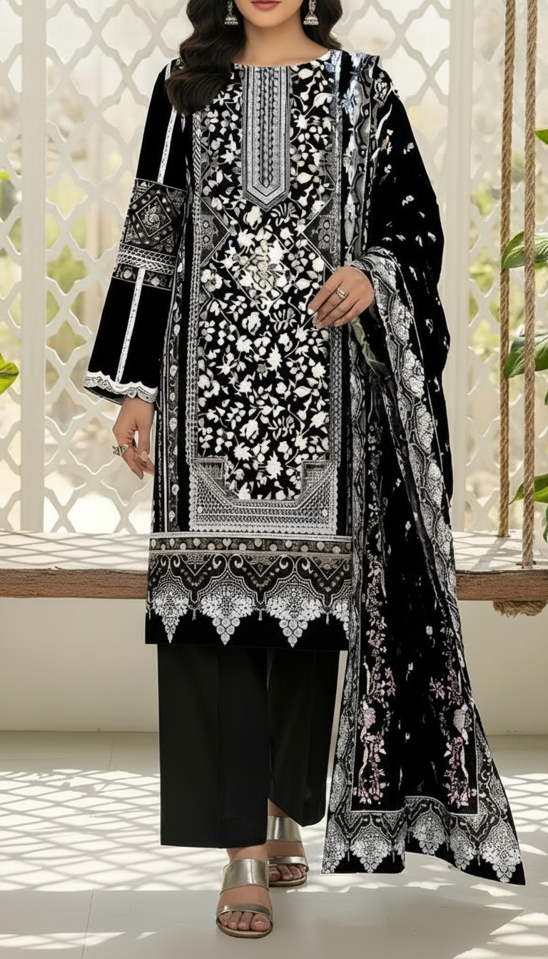 3 PC Unstitched Digital Printed Lawn Suit US6051