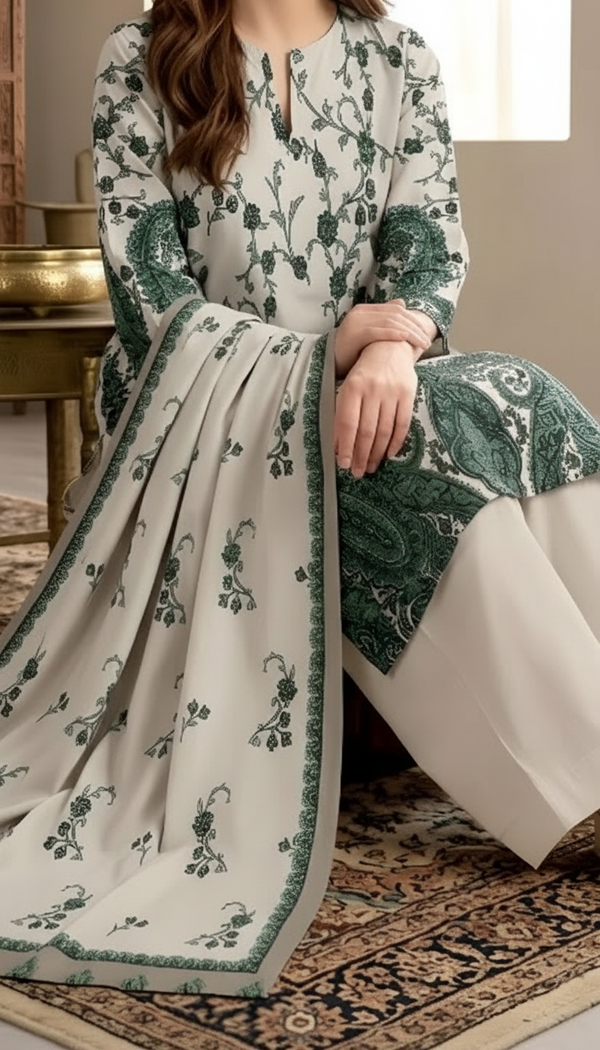 3 PC Unstitched Digital Printed Lawn Suit US6053