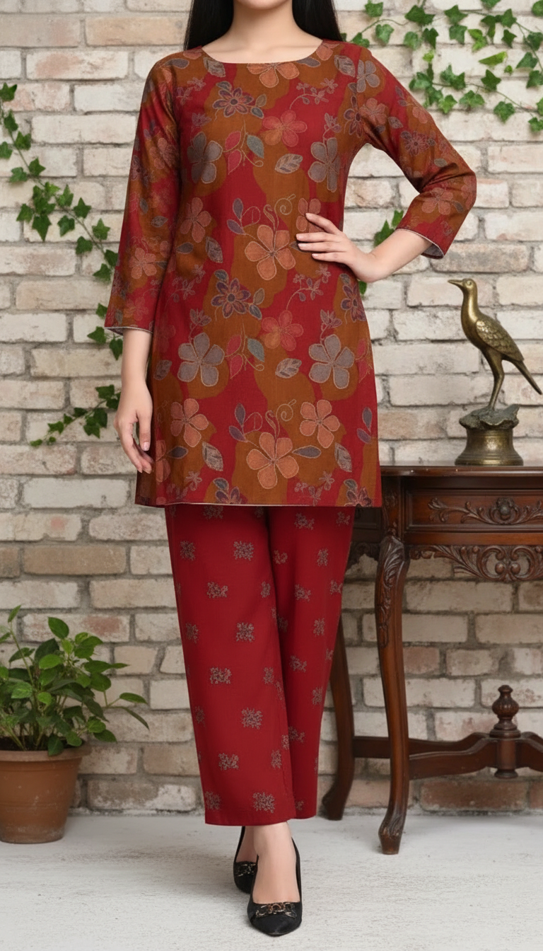 2 PC Unstitched Digital Printed Bana Doriya Lawn Suit US6054