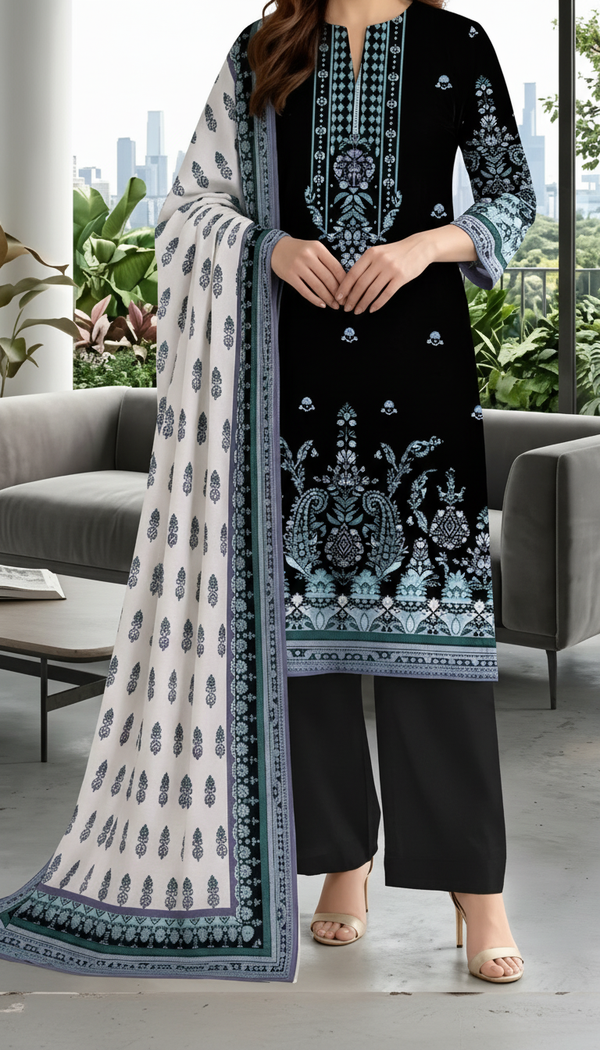 3 PC Unstitched Digital Printed Lawn Suit US6055