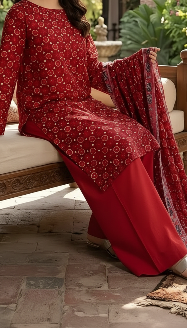 3 PC Unstitched Digital Printed Lawn Suit US6057