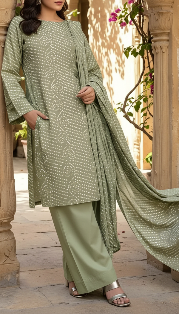 3 PC Unstitched Digital Printed Lawn Suit US6059