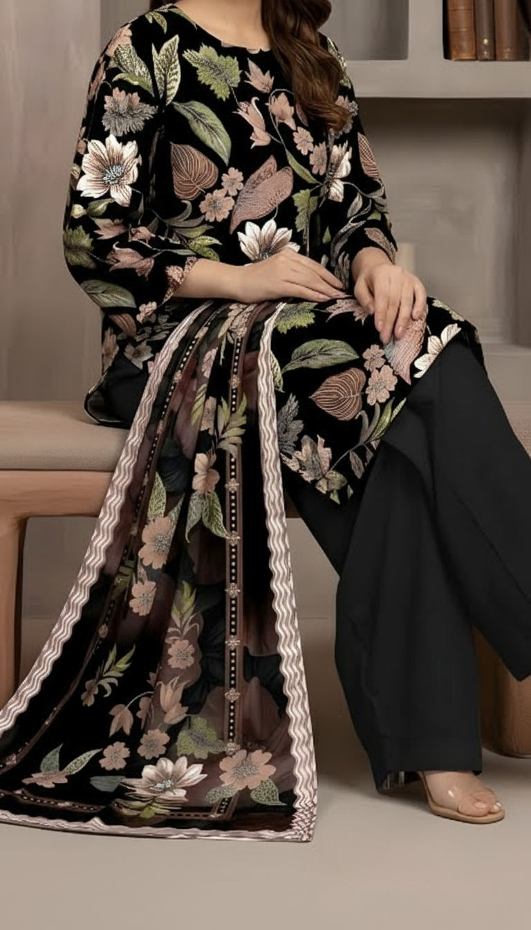 3 PC Unstitched Digital Printed Lawn Suit US6060