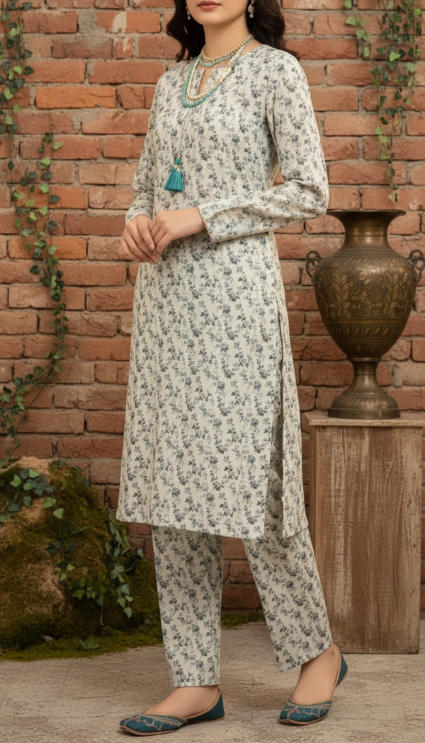 2 PC Unstitched Digital Printed Bana Doriya Lawn Suit US6064