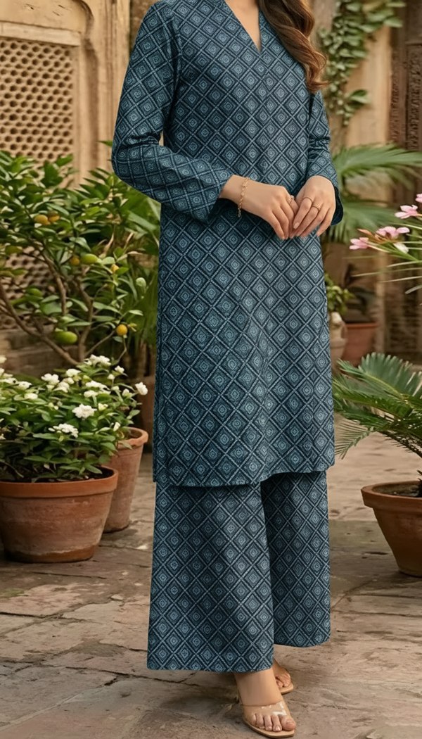 2 PC Unstitched Digital Printed Bana Doriya Lawn Suit US6068