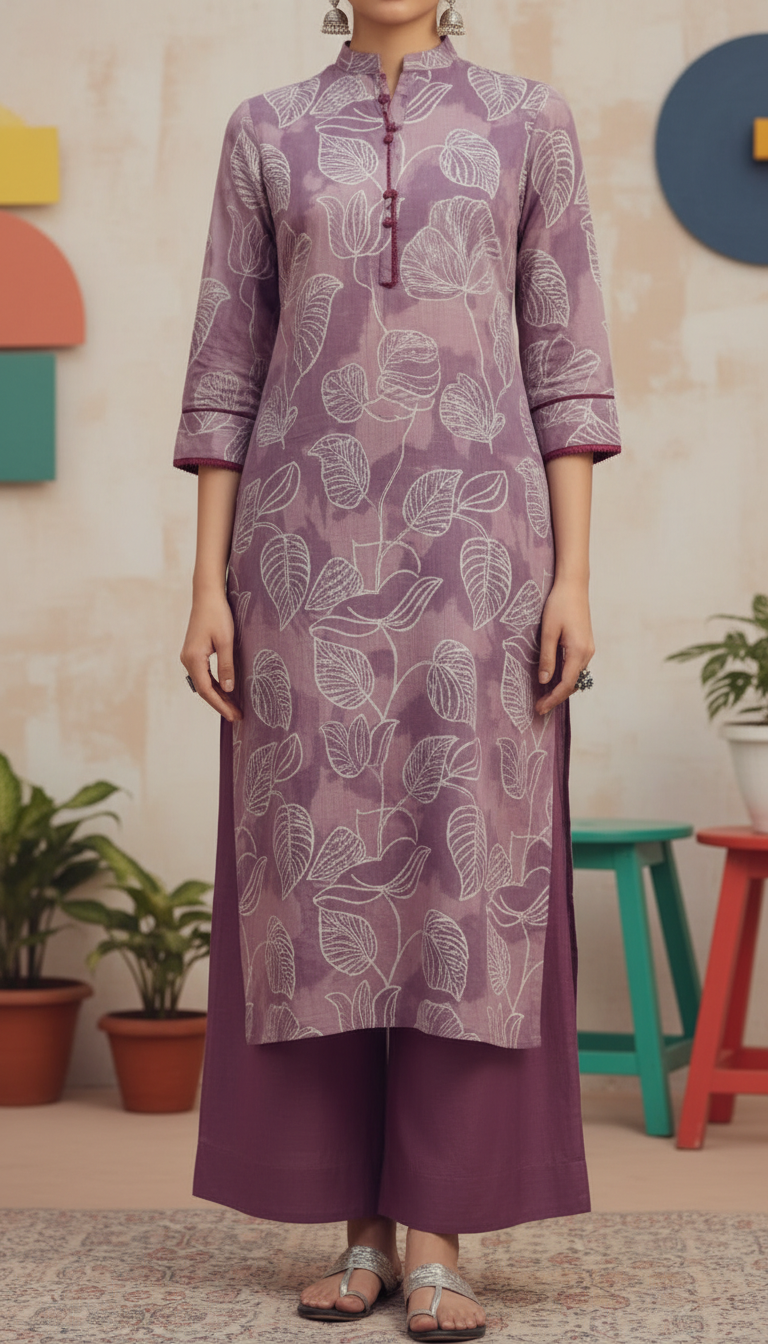 Purple Unstitched Digital Printed Bana Doriya Lawn Shirt US6076