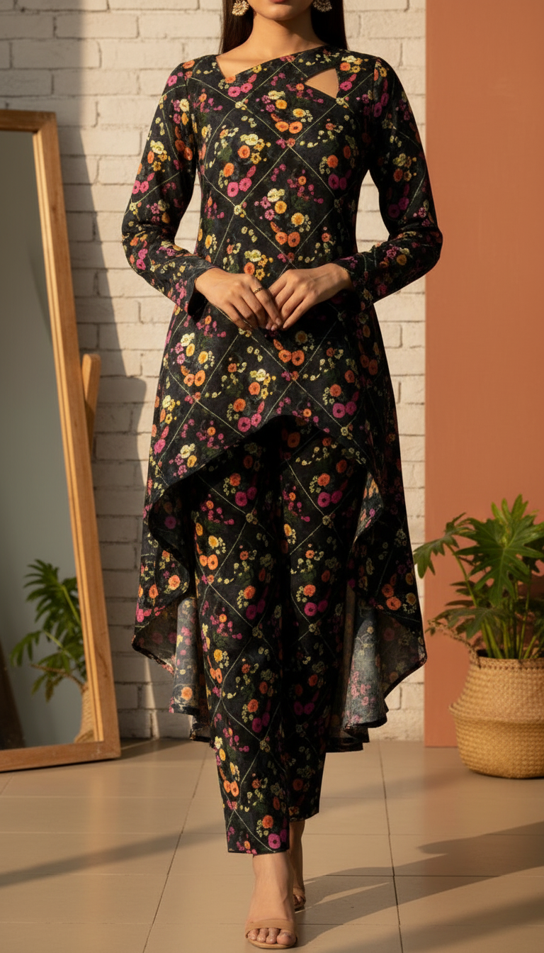 2 PC Digital Printed Lawn Suit US6083