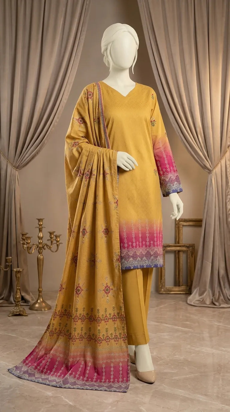 3 PC Digital Printed Lawn Suit US610606