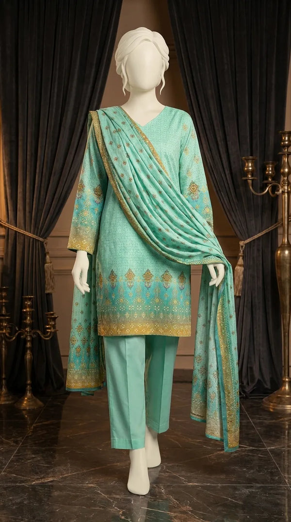 3 PC Digital Printed Lawn Suit US610717