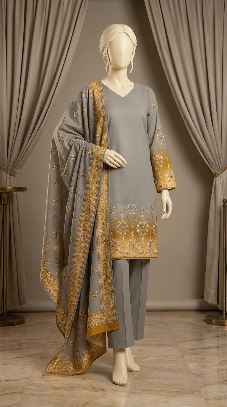 3 PC Digital Printed Lawn Suit US610907