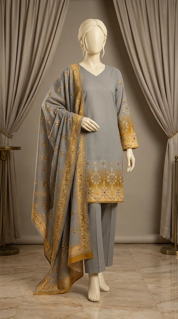 3 PC Digital Printed Lawn Suit US610907