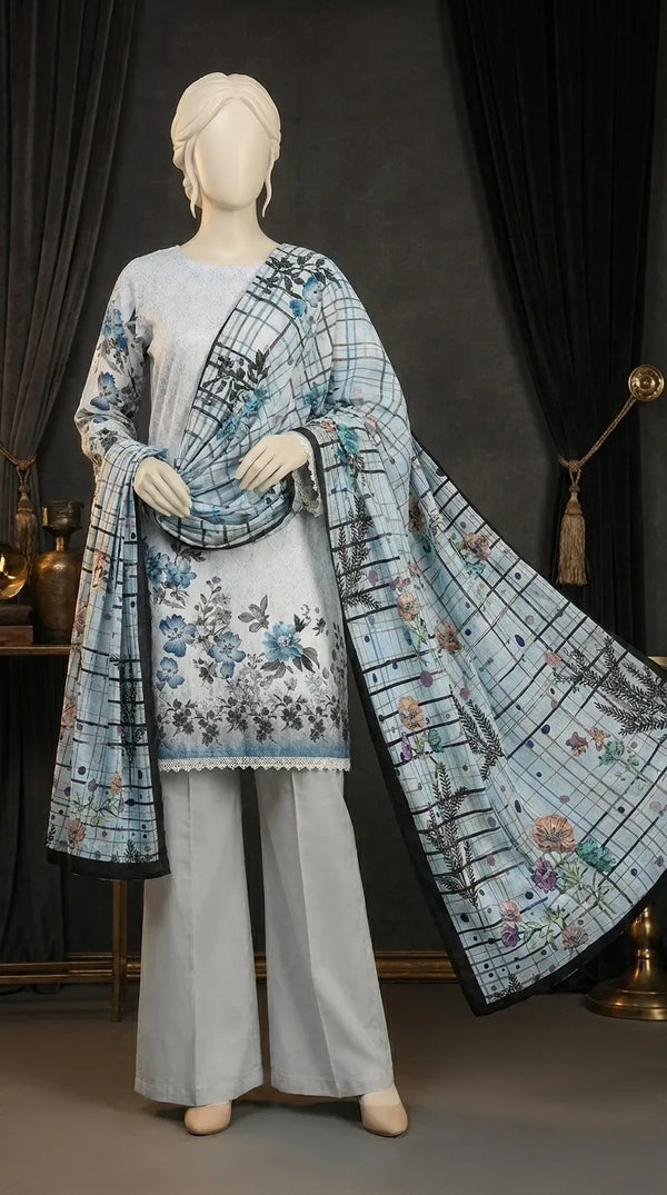 3 PC Digital Printed Lawn Suit US611190