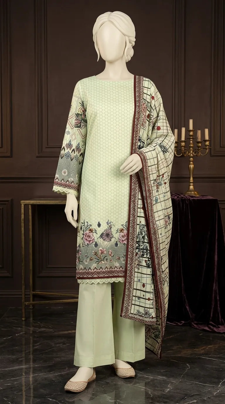 3 PC Digital Printed Lawn Suit US611616