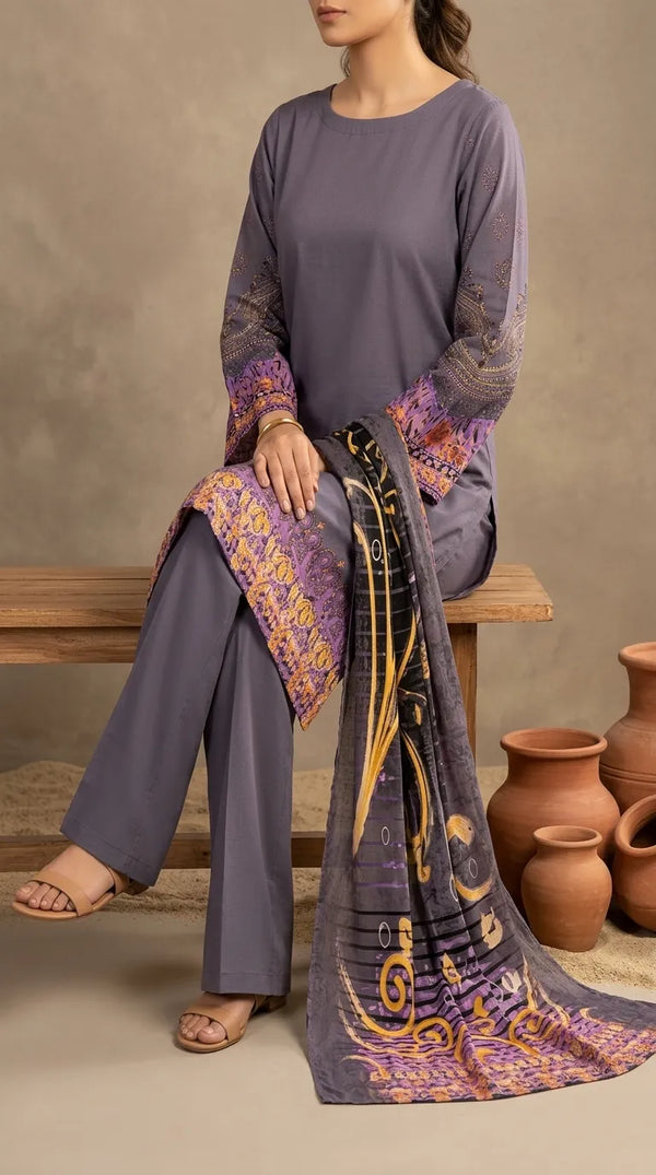 3 PC Digital Printed Lawn Suit US6128