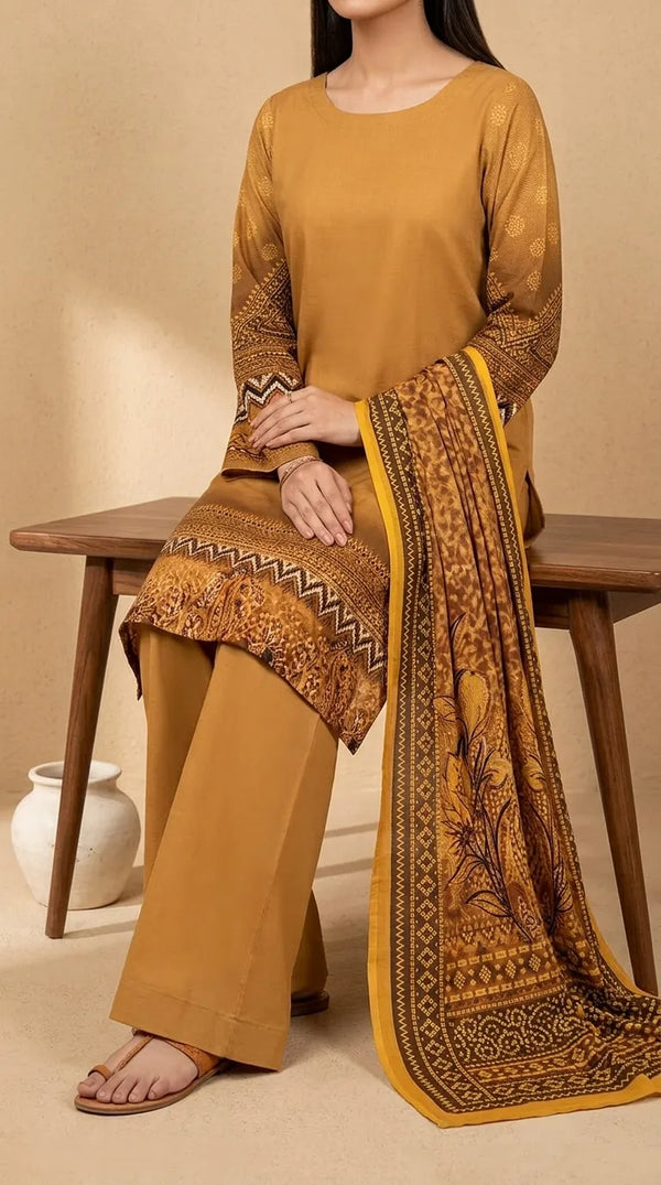 3 PC Digital Printed Lawn Suit US6129