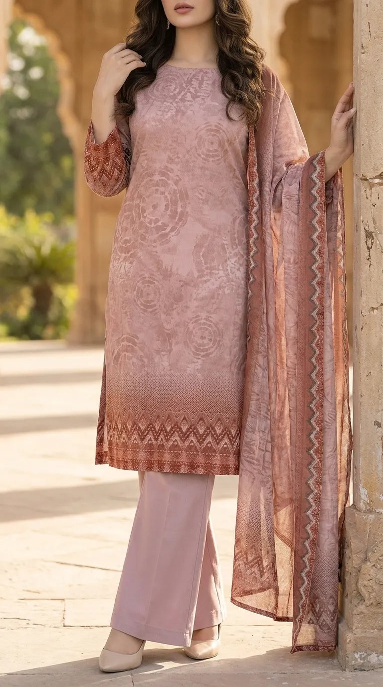 3 PC Digital Printed Lawn Suit US6133