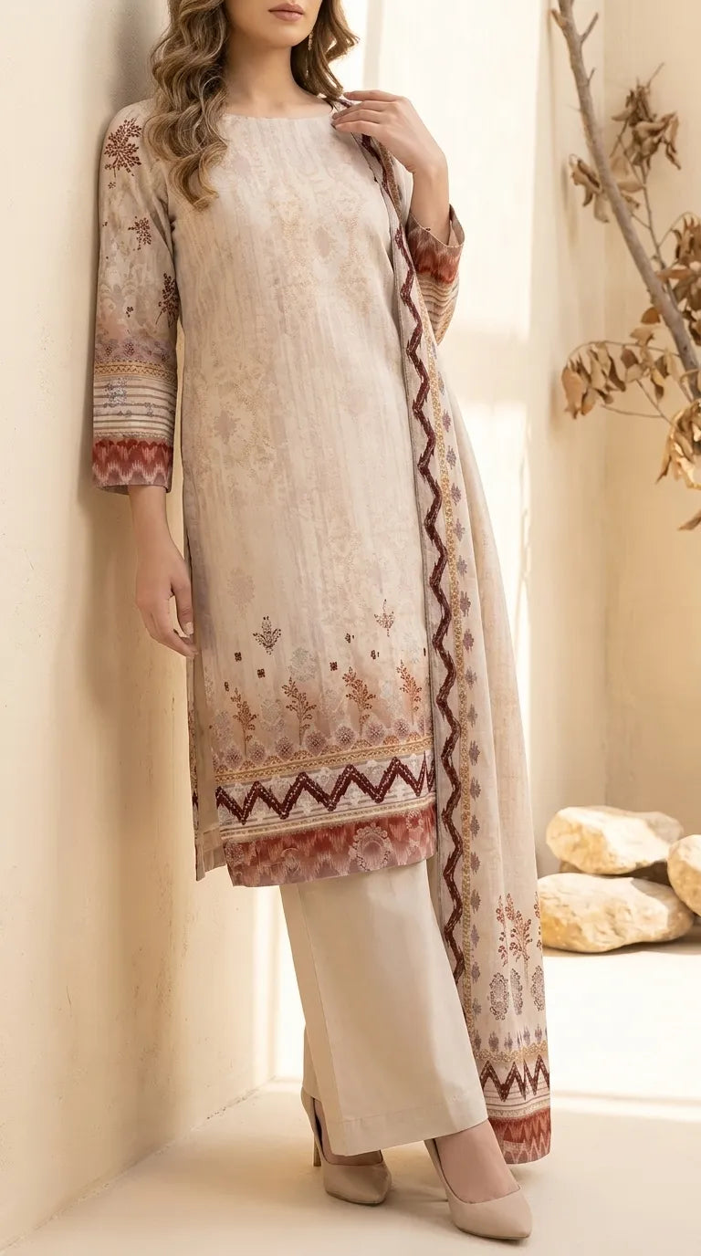 3 PC Digital Printed Lawn Suit US6139
