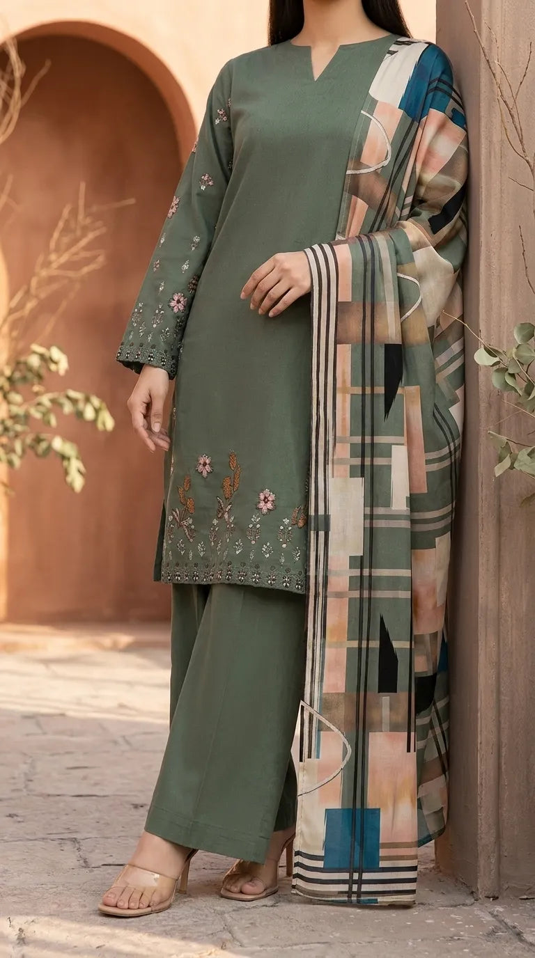 3 PC Digital Printed Lawn Suit US6142
