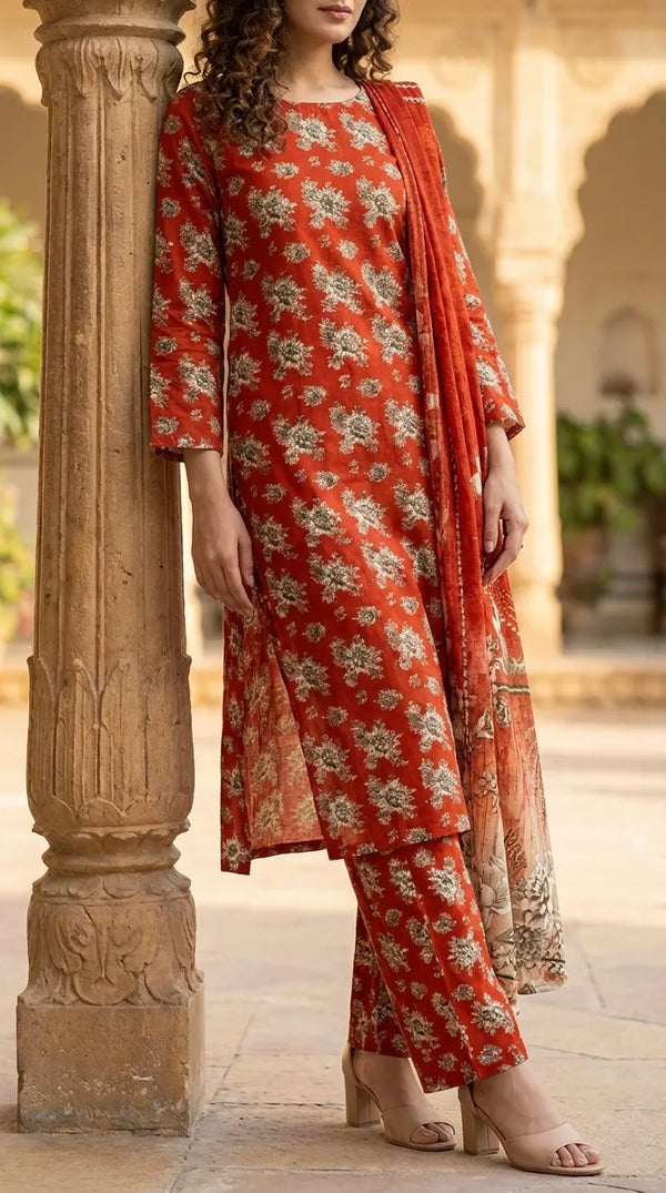 3 PC Digital Printed Lawn Suit US6166