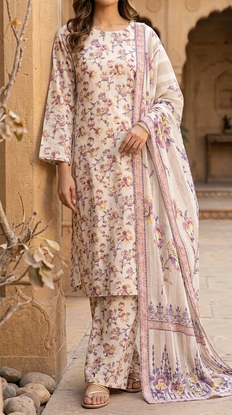 3 PC Digital Printed Lawn Suit US6171