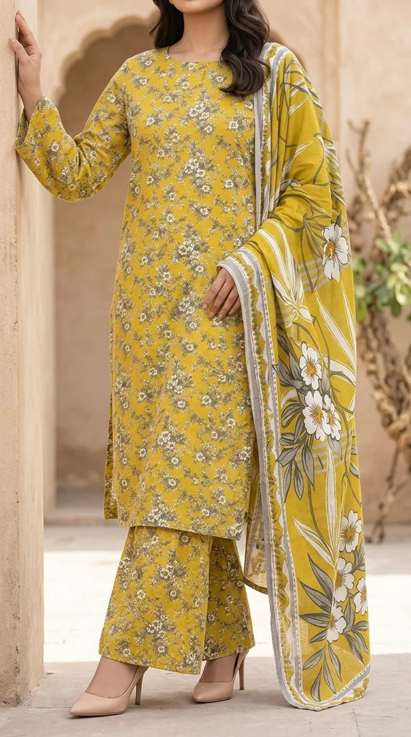 3 PC Digital Printed Lawn Suit US6182